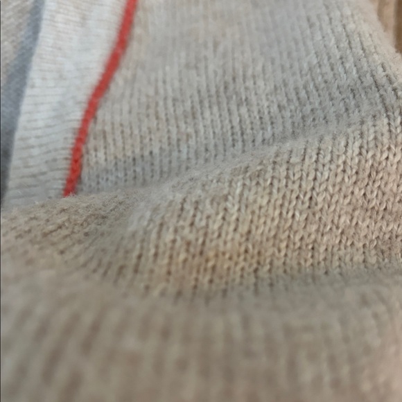 ROOTS | Wool Blend Beige Cardigan Sweater with Coral Accent Stitch - Picture 8 of 13